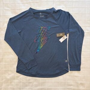 Gap Kids GapFit Metallic Lightning Bolt Long-Sleeve Girls T-Shirt-NEW-tags on XL